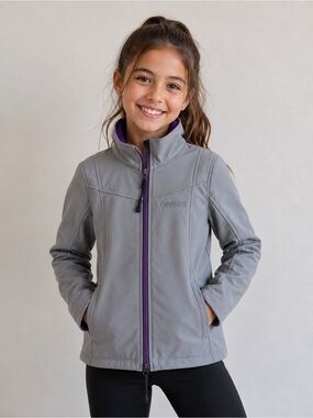 Magellan Outdoors Girls Gray Fleece-Lined Softshell Jacket XS